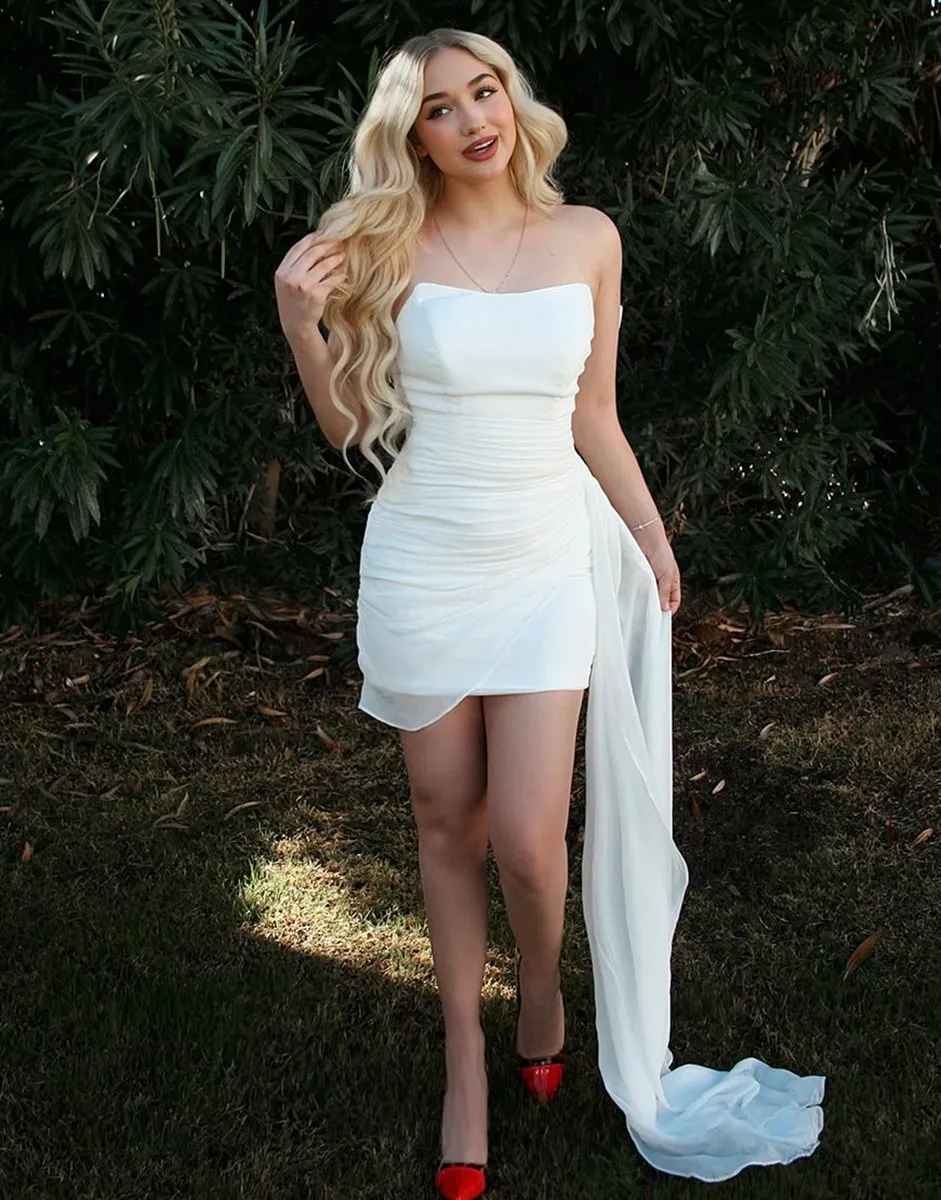 Sheath Strapless Homecoming Dresses with Drape