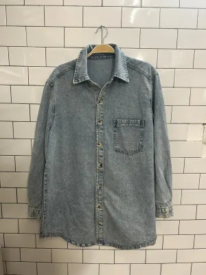 shein light wash jean button down