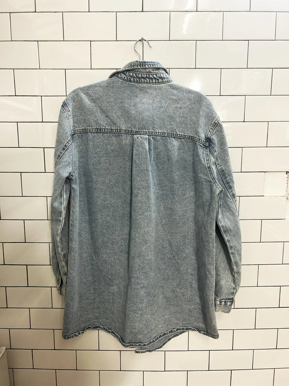 shein light wash jean button down