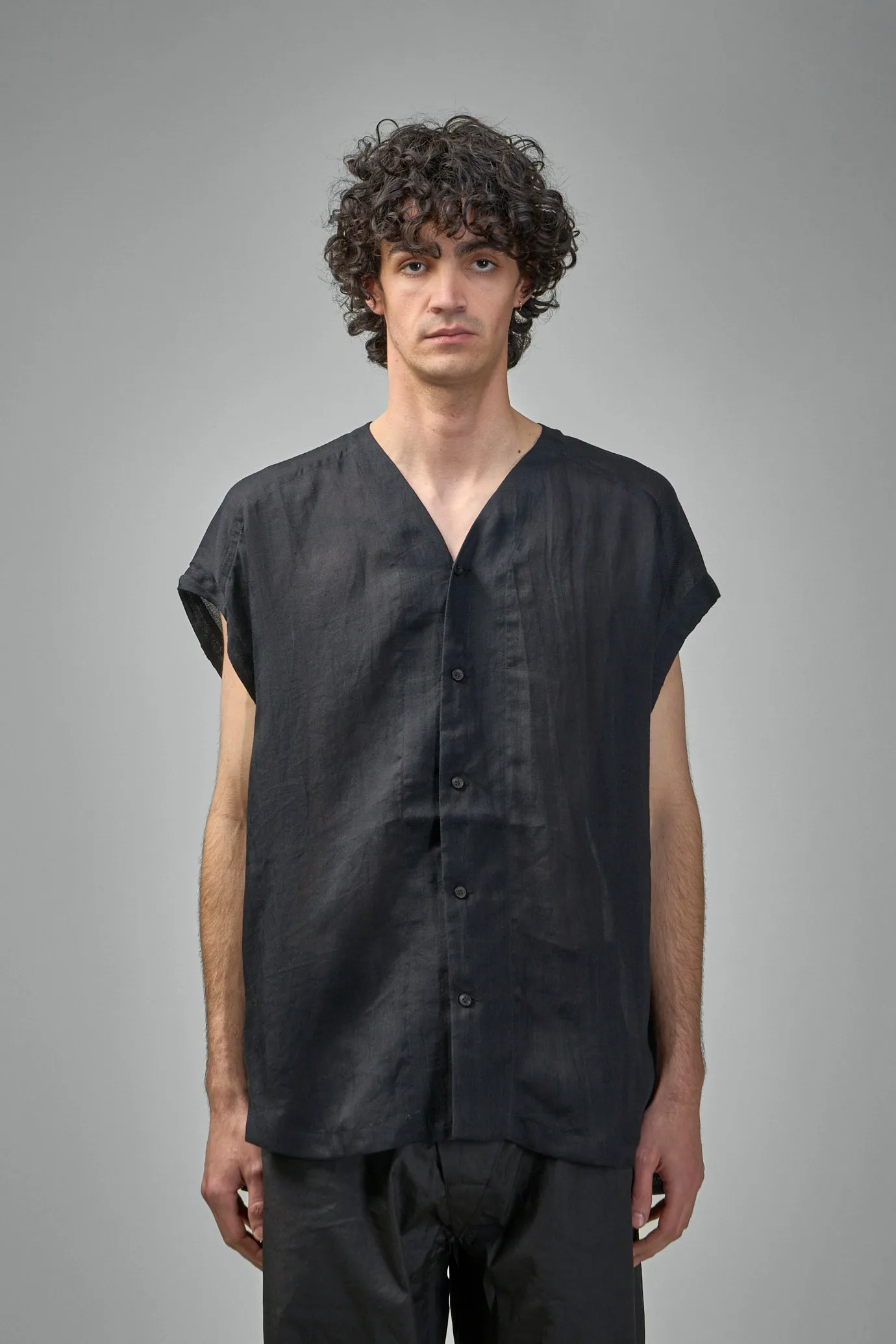 SHIRT#104 Sleeveless V-Neck Shirt Fine Cavalry Twill