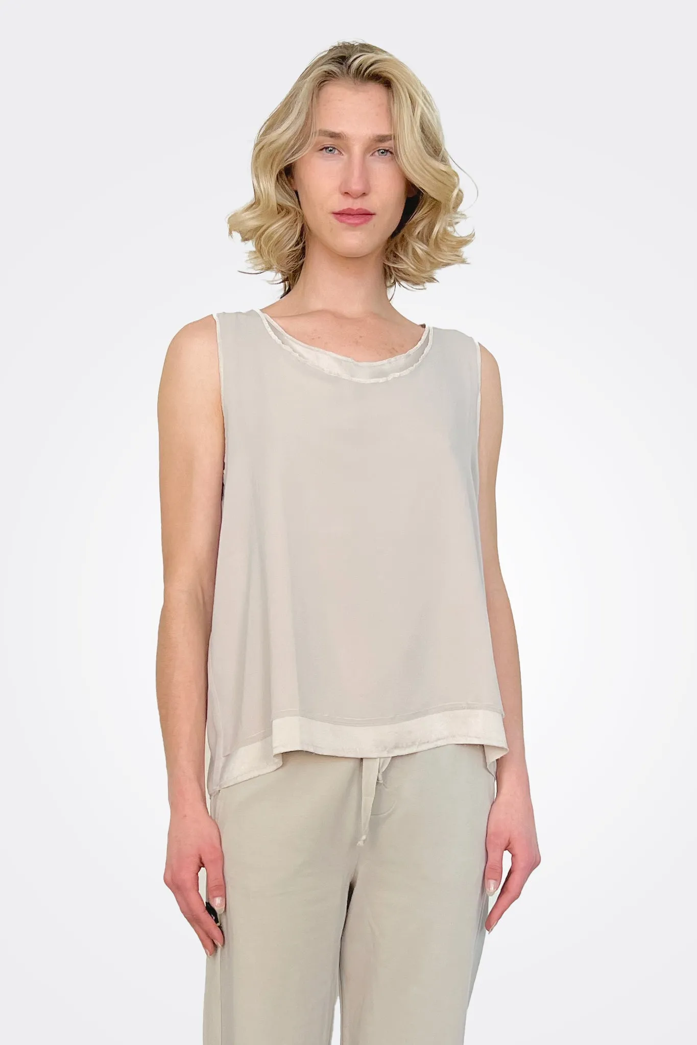 Silk Georgette Top - Stone