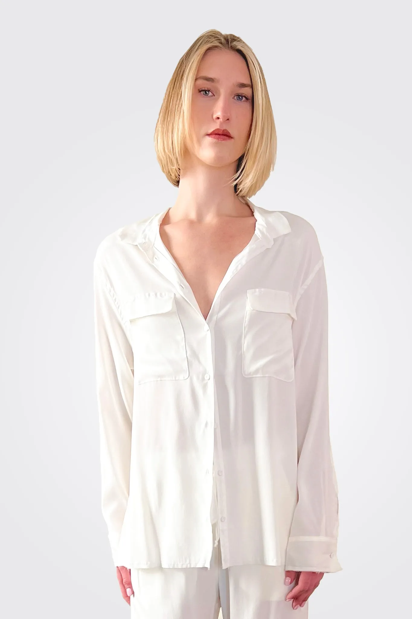 Silk Satin Shirt - Natural