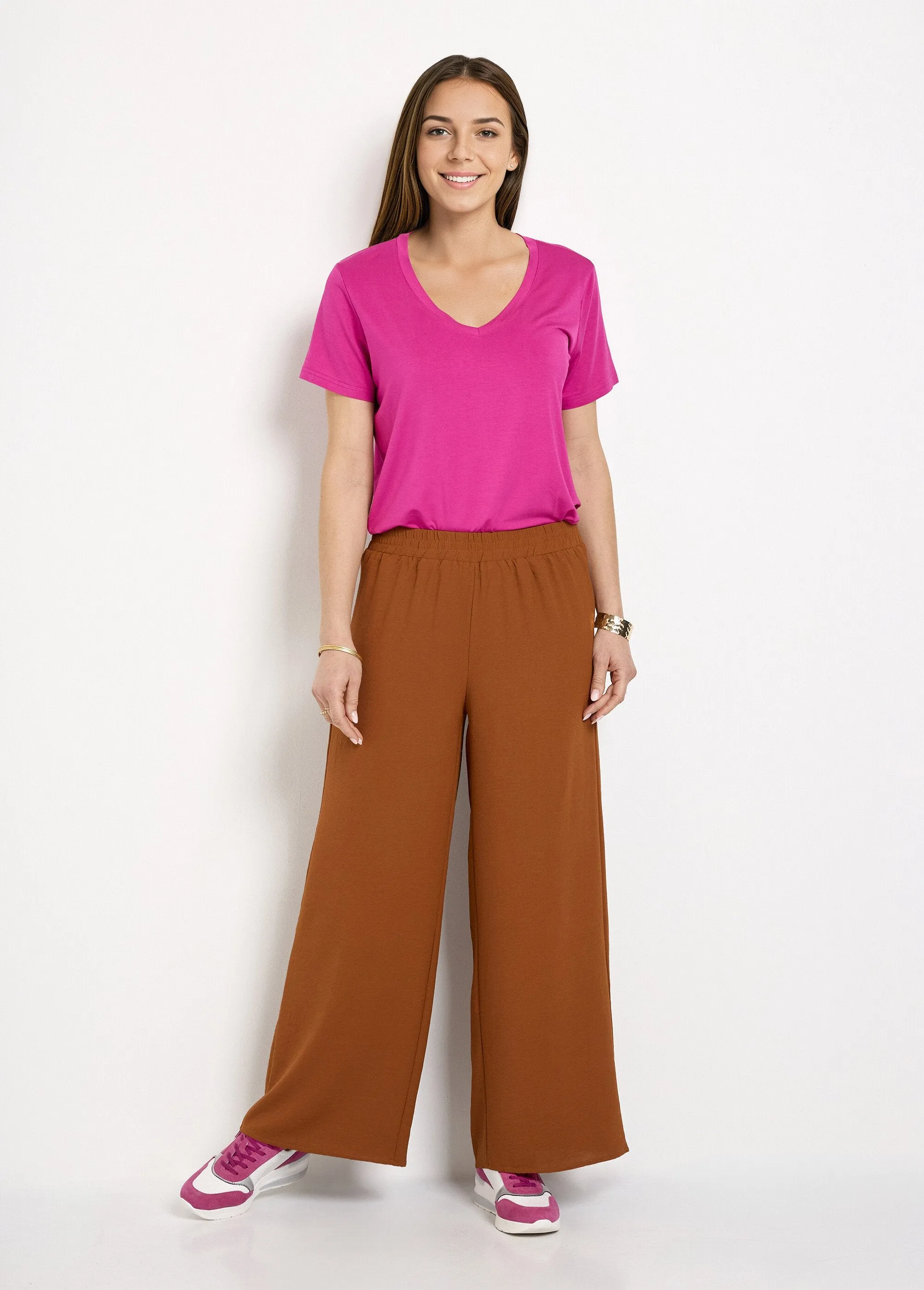 Silky-look flowing pants