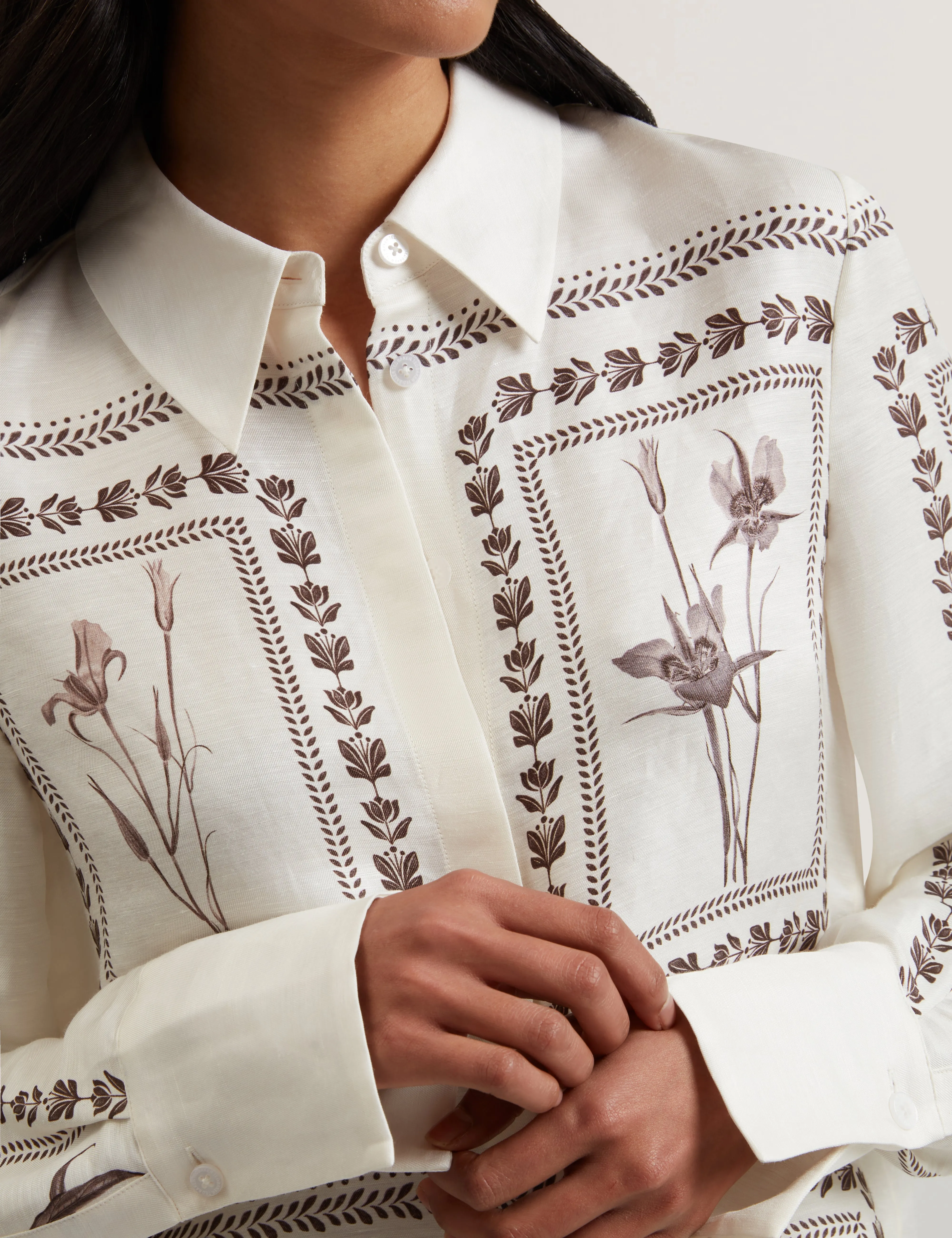 Simcoa Linen Silk Longline Shirt Ivory