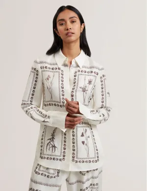 Simcoa Linen Silk Longline Shirt Ivory
