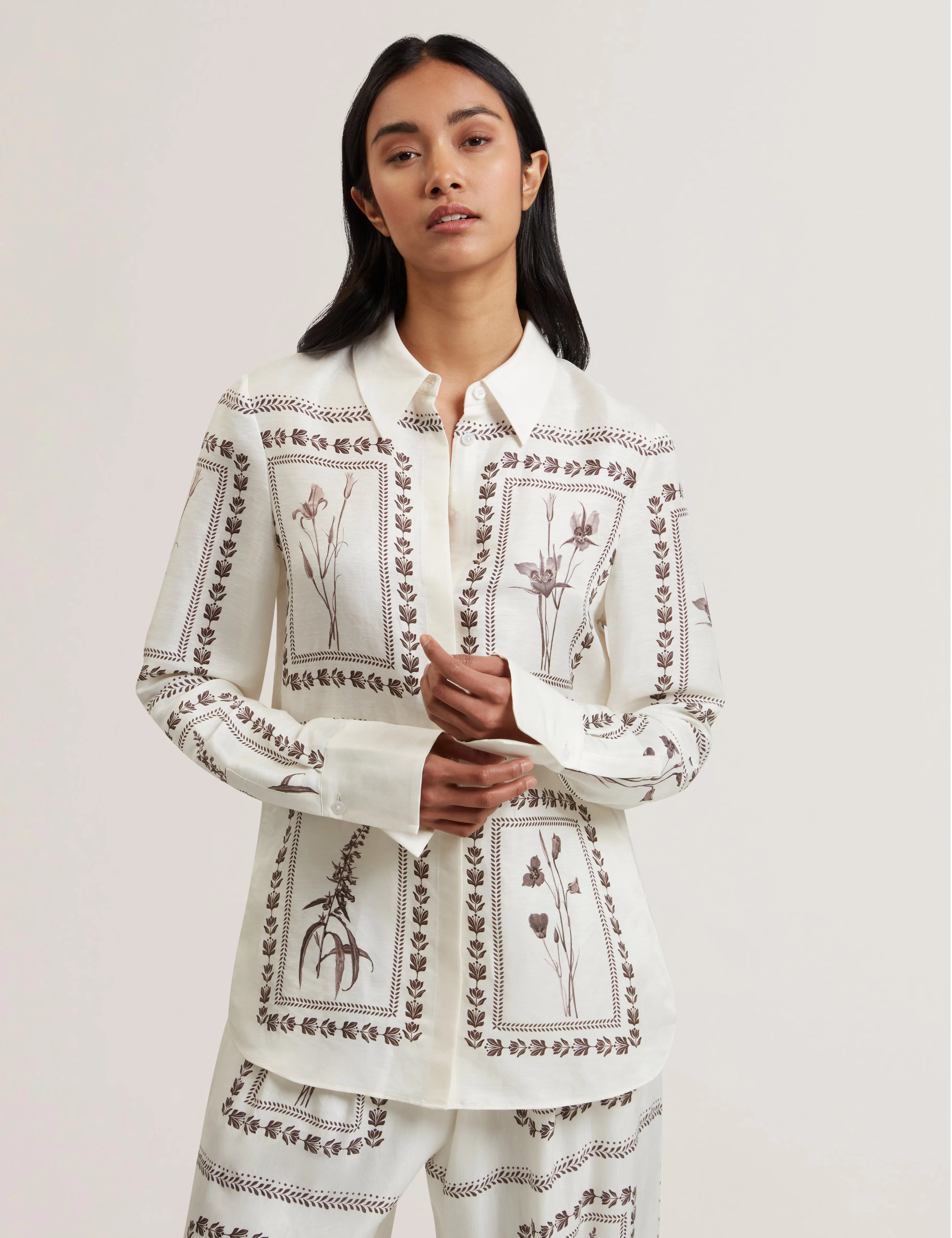 Simcoa Linen Silk Longline Shirt Ivory