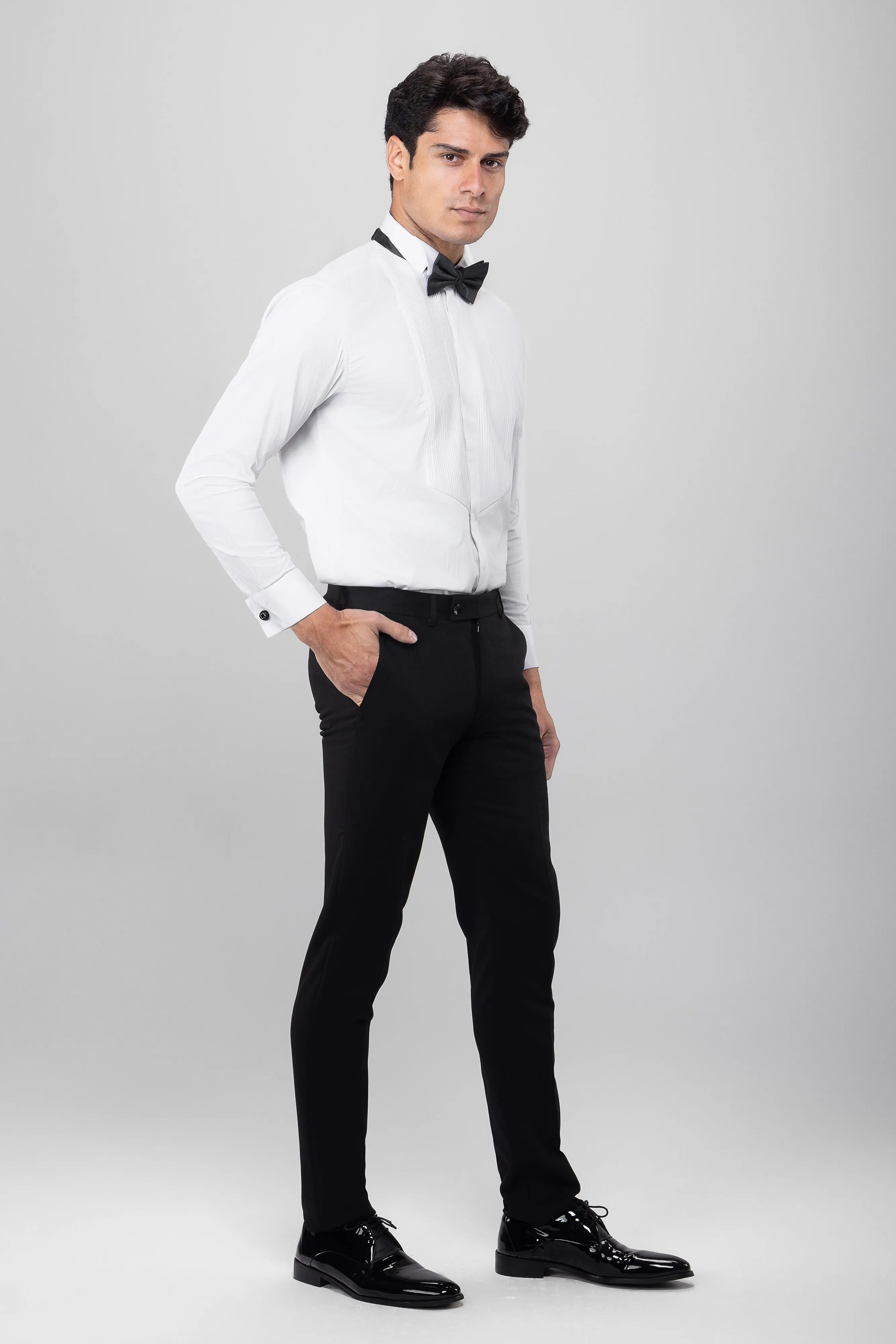Slim Fit Black Double-Breasted Wedding Suit-Turkish Made