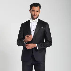 Slim Fit Black Wool Wedding Suit-Turkish Made