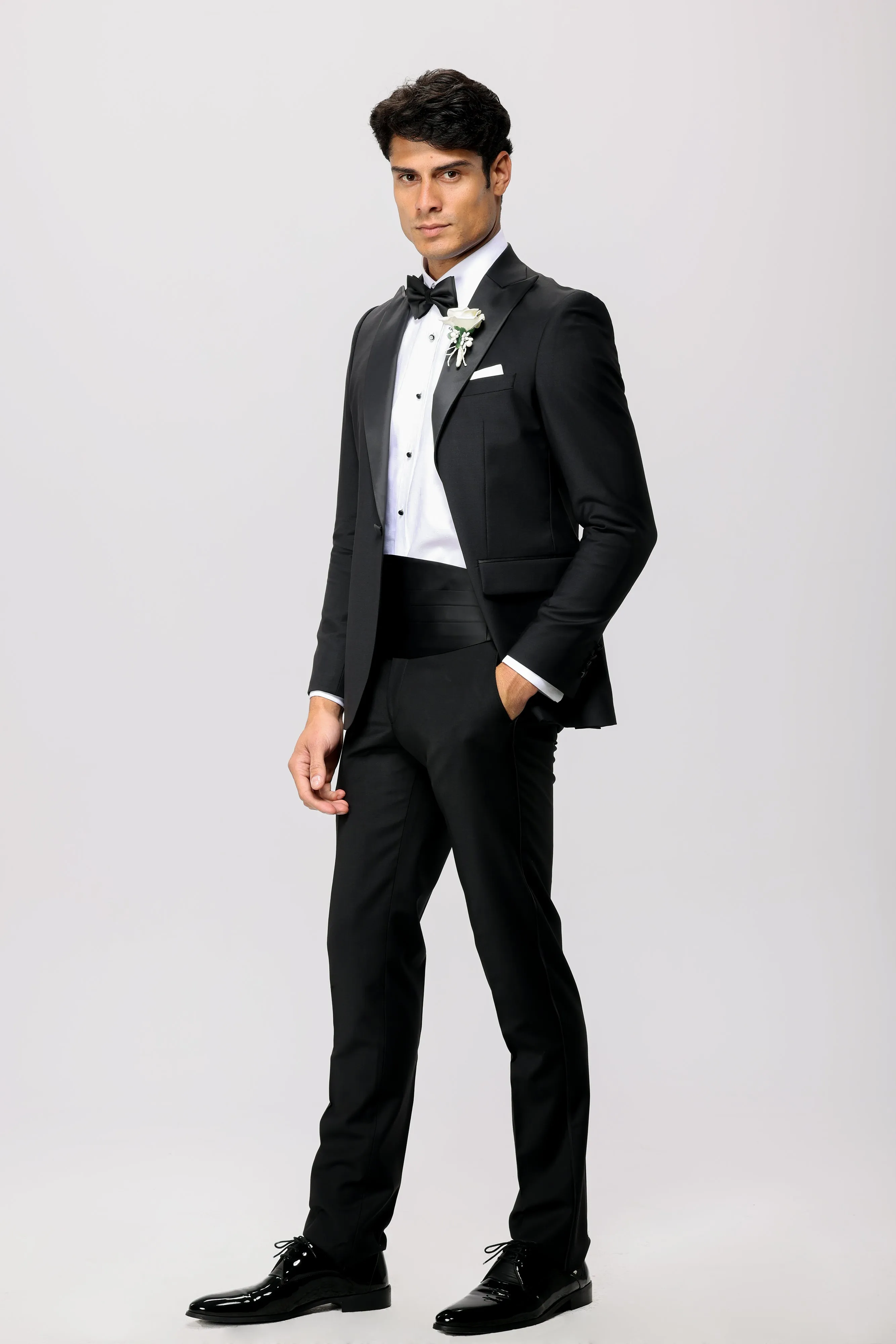 Slim Fit Black Wool Wedding Suit- Two Pieces - Turkish Made