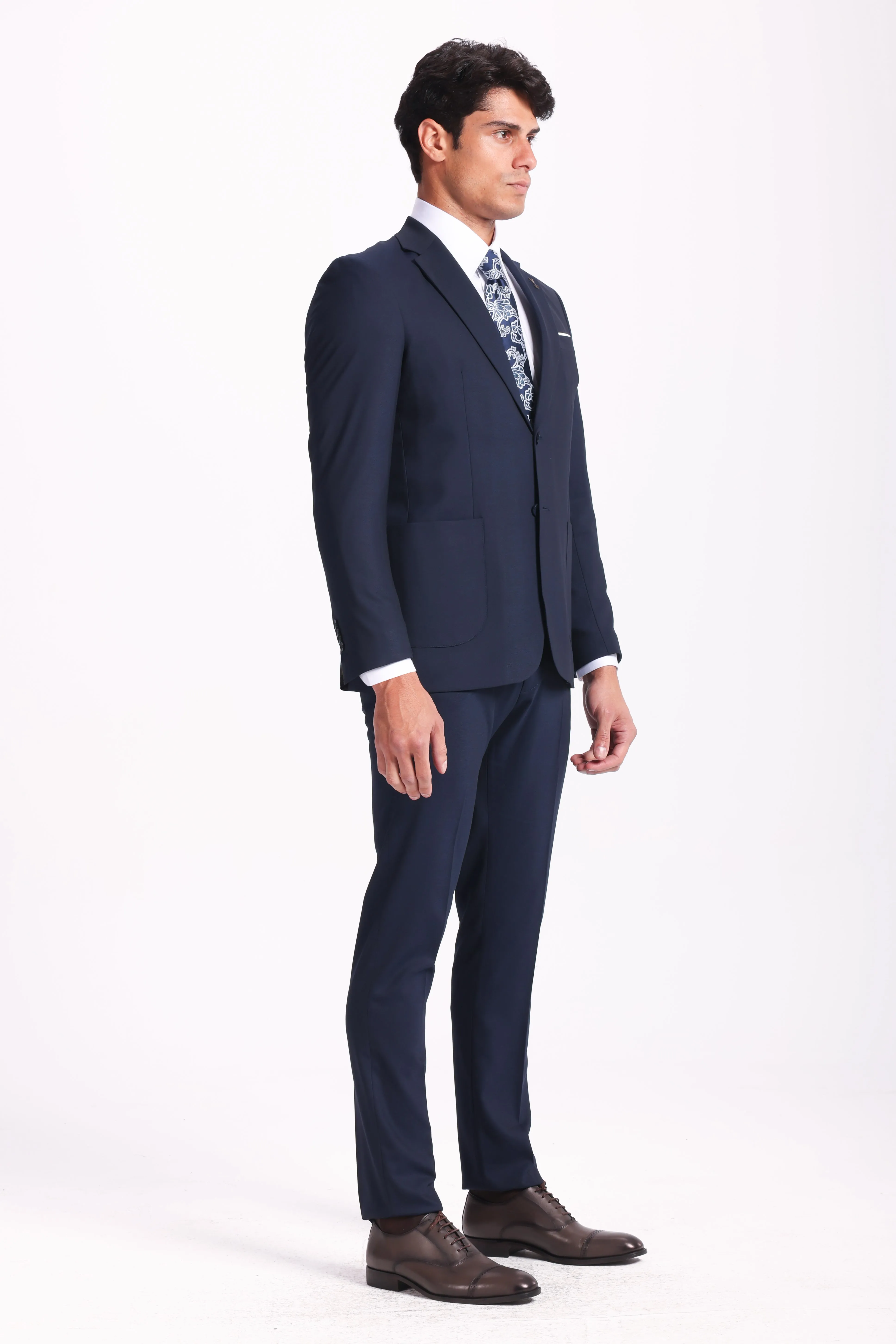 Slim Fit Navy Formal Suit - Two pieces - Turkish made
