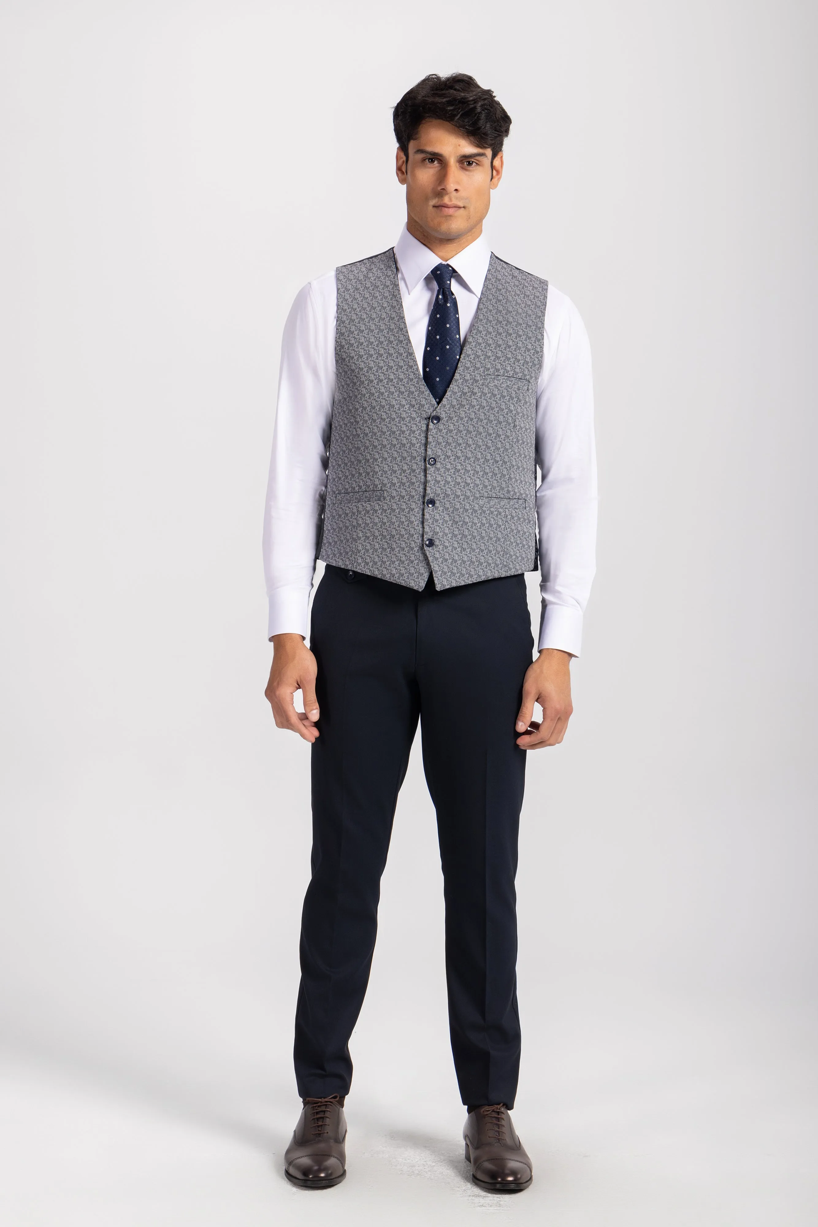Slim Fit Navy Formal Suit - Vest double face  - Turkish made