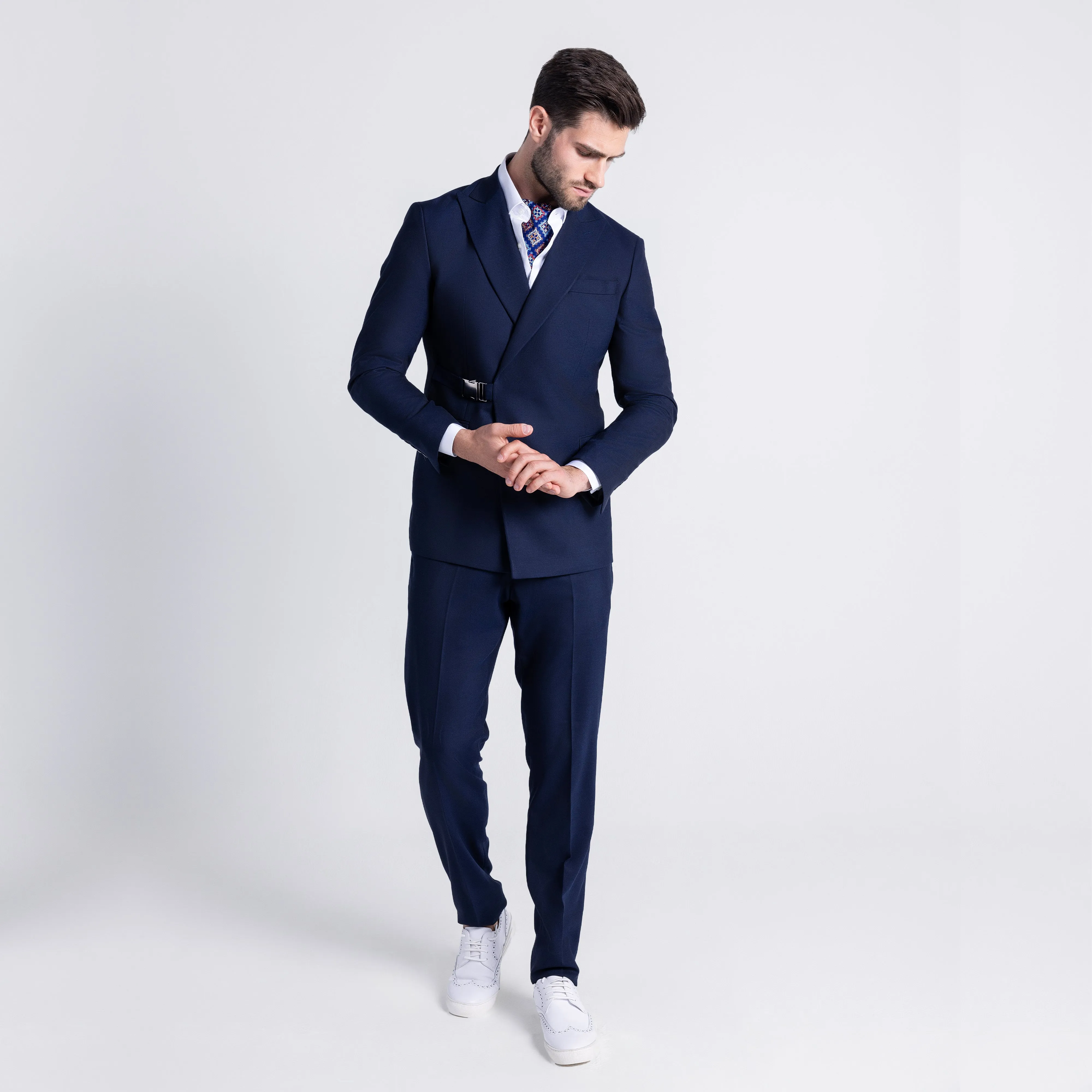 Slim Fit Navy Smart Suit-Turkish Made