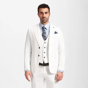 Slim Fit OFF White Formal Suit- Vest Double Face - Turkish Made