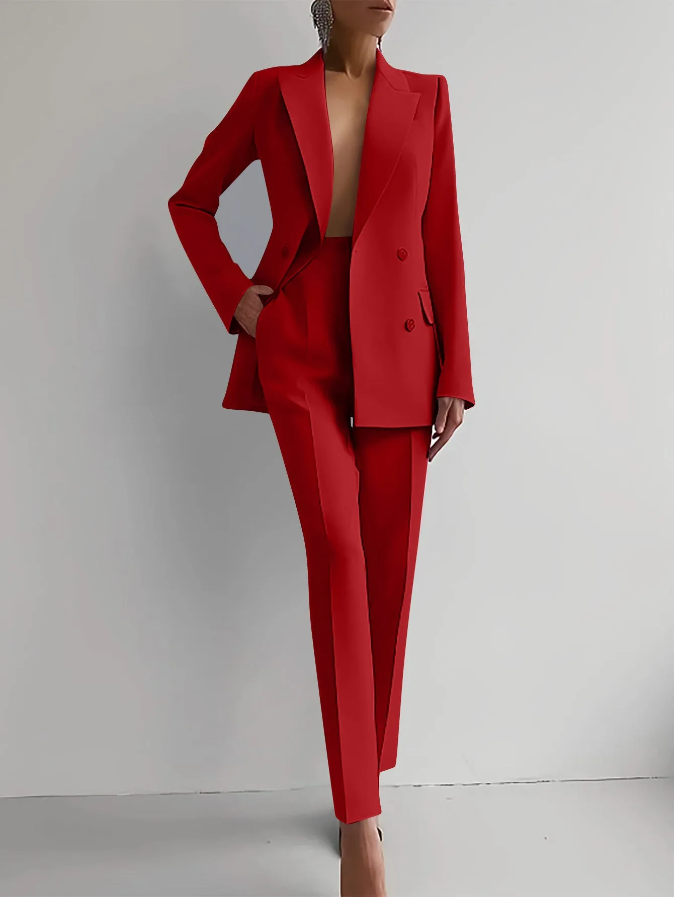 Slim Fit Trousers Women's Business Suits