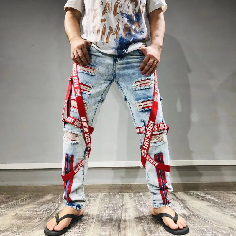 Slim Ripped Motorcycle Pants