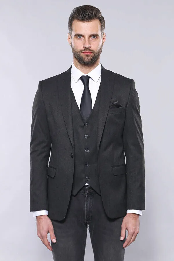Smoked Plain Blazer Vest Set | Wessi