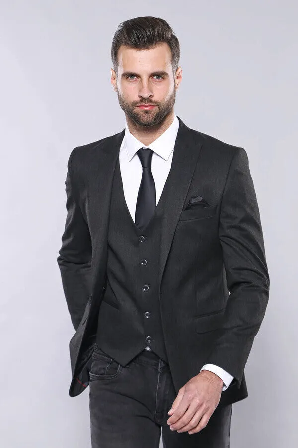 Smoked Plain Blazer Vest Set | Wessi