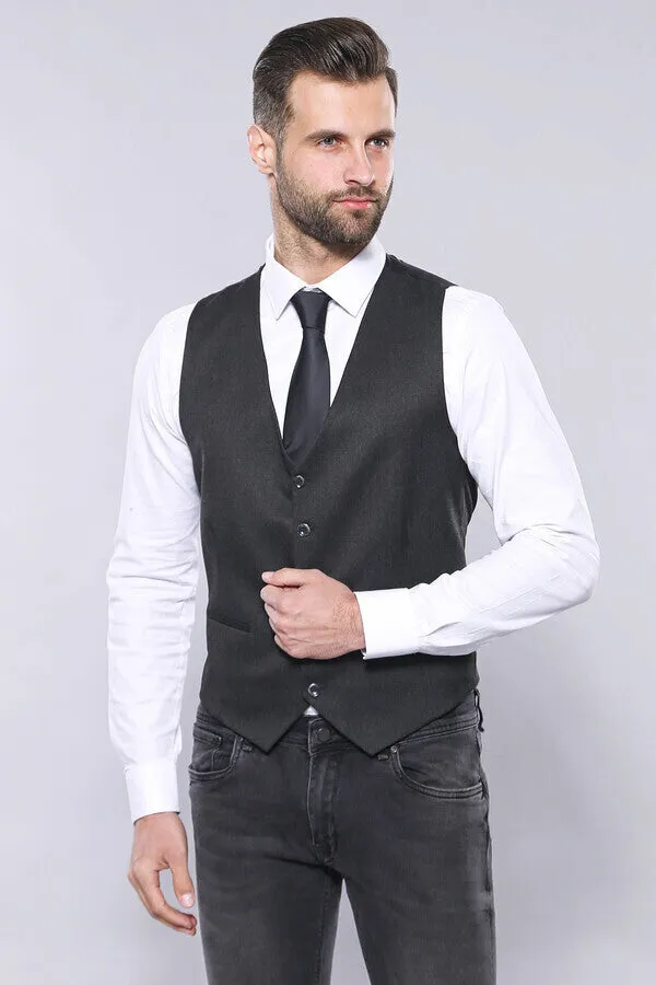 Smoked Plain Blazer Vest Set | Wessi