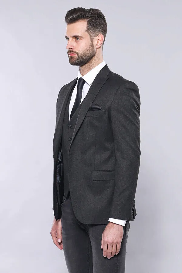 Smoked Plain Blazer Vest Set | Wessi