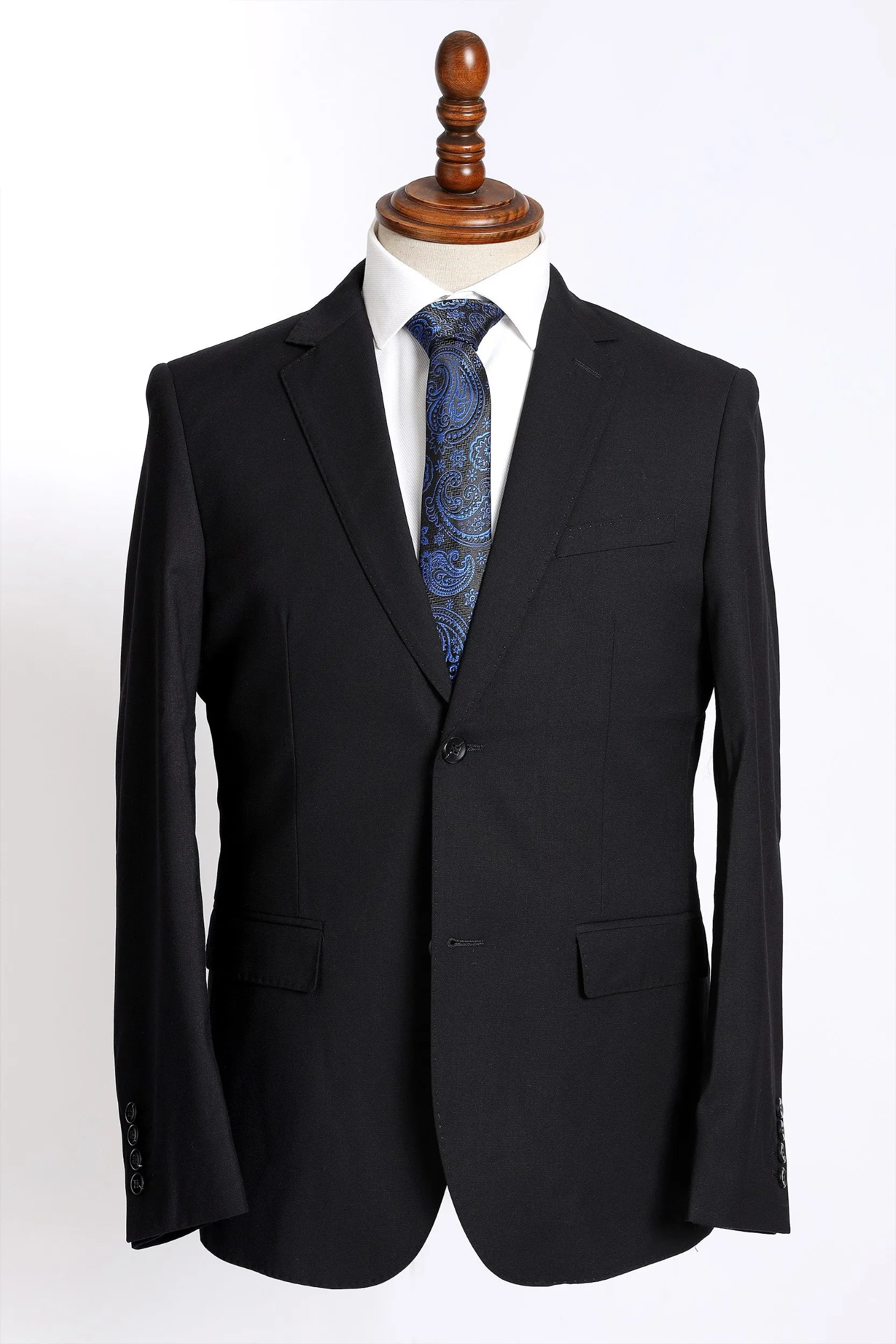 SOLID BLACK SLIM FIT 2-PCS SUIT