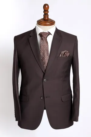 SOLID BROWN SLIM FIT 2-PCS SUIT