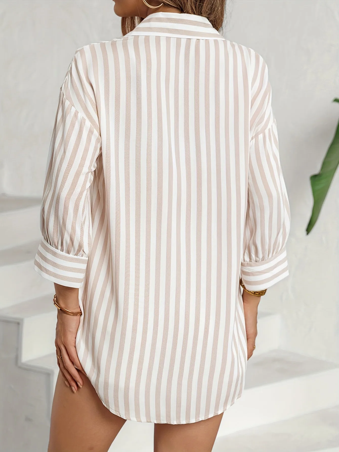 Sophie ™ | Striped Button Drop Shoulder Shirt