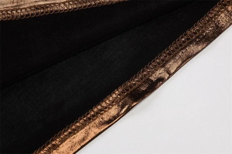 Spaghetti Strap Slim Sexy Backless Sleeveless Robe Stylish Metallic Color Night Club Dress