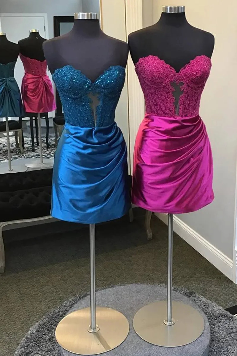 Sparkly Strapless Beaded Appliques Homecoming Dresses