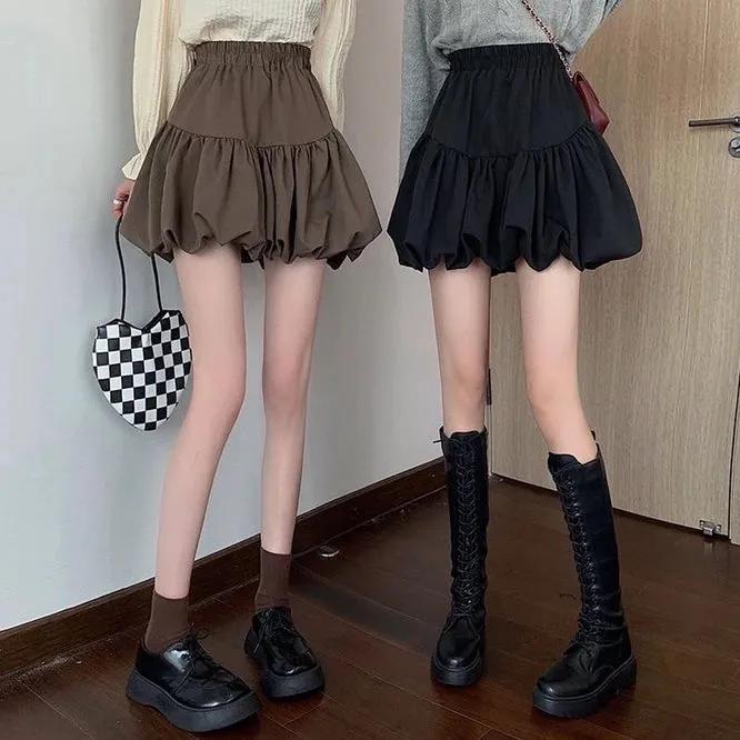 Spring Autumn Design Sense Puffy Short Skirt Women's New Chic A-line Skirt Half Skirt Girl Student College Style Bubble Skirt