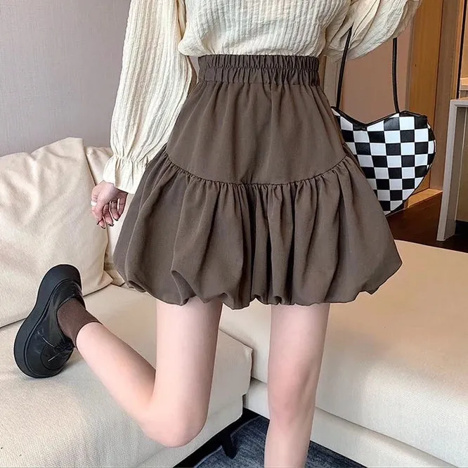 Spring Autumn Design Sense Puffy Short Skirt Women's New Chic A-line Skirt Half Skirt Girl Student College Style Bubble Skirt