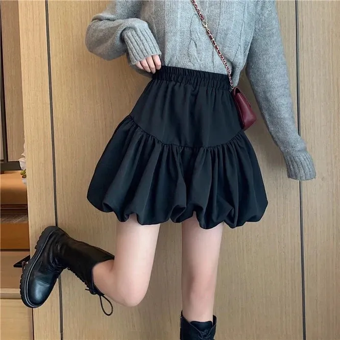 Spring Autumn Design Sense Puffy Short Skirt Women's New Chic A-line Skirt Half Skirt Girl Student College Style Bubble Skirt