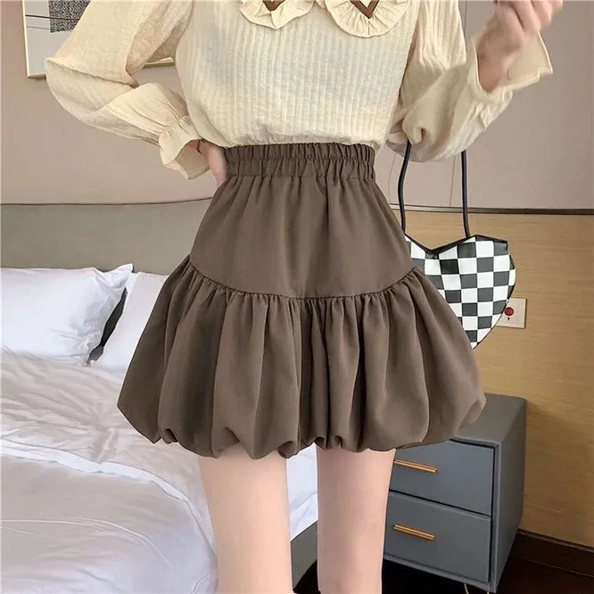 Spring Autumn Design Sense Puffy Short Skirt Women's New Chic A-line Skirt Half Skirt Girl Student College Style Bubble Skirt