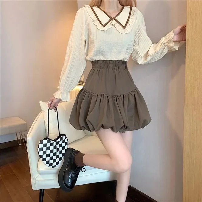 Spring Autumn Design Sense Puffy Short Skirt Women's New Chic A-line Skirt Half Skirt Girl Student College Style Bubble Skirt
