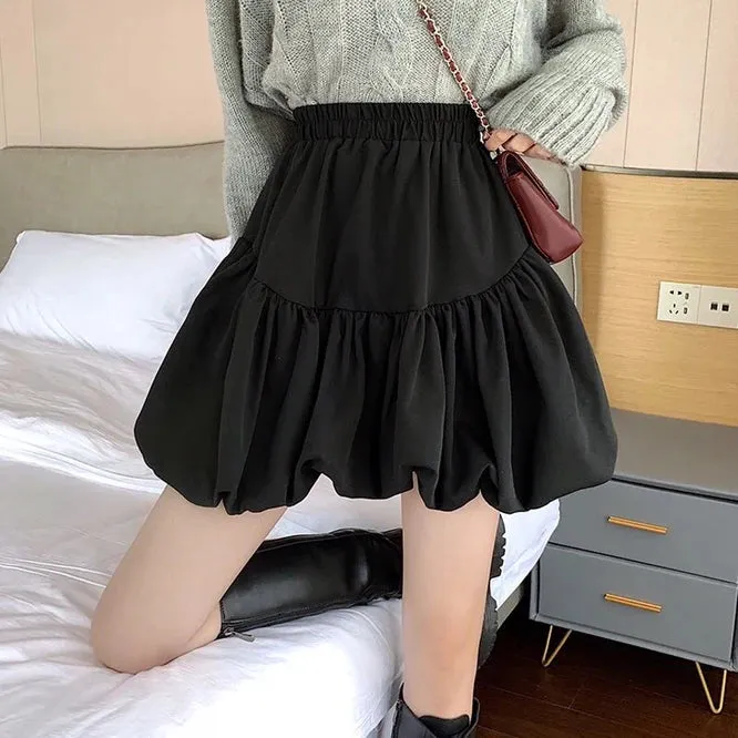 Spring Autumn Design Sense Puffy Short Skirt Women's New Chic A-line Skirt Half Skirt Girl Student College Style Bubble Skirt
