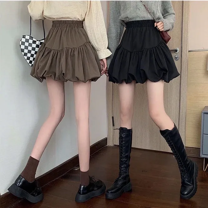 Spring Autumn Design Sense Puffy Short Skirt Women's New Chic A-line Skirt Half Skirt Girl Student College Style Bubble Skirt