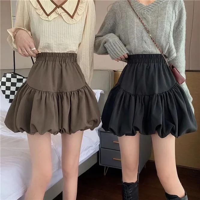 Spring Autumn Design Sense Puffy Short Skirt Women's New Chic A-line Skirt Half Skirt Girl Student College Style Bubble Skirt