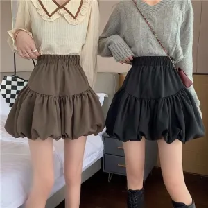 Spring Autumn Design Sense Puffy Short Skirt Women's New Chic A-line Skirt Half Skirt Girl Student College Style Bubble Skirt