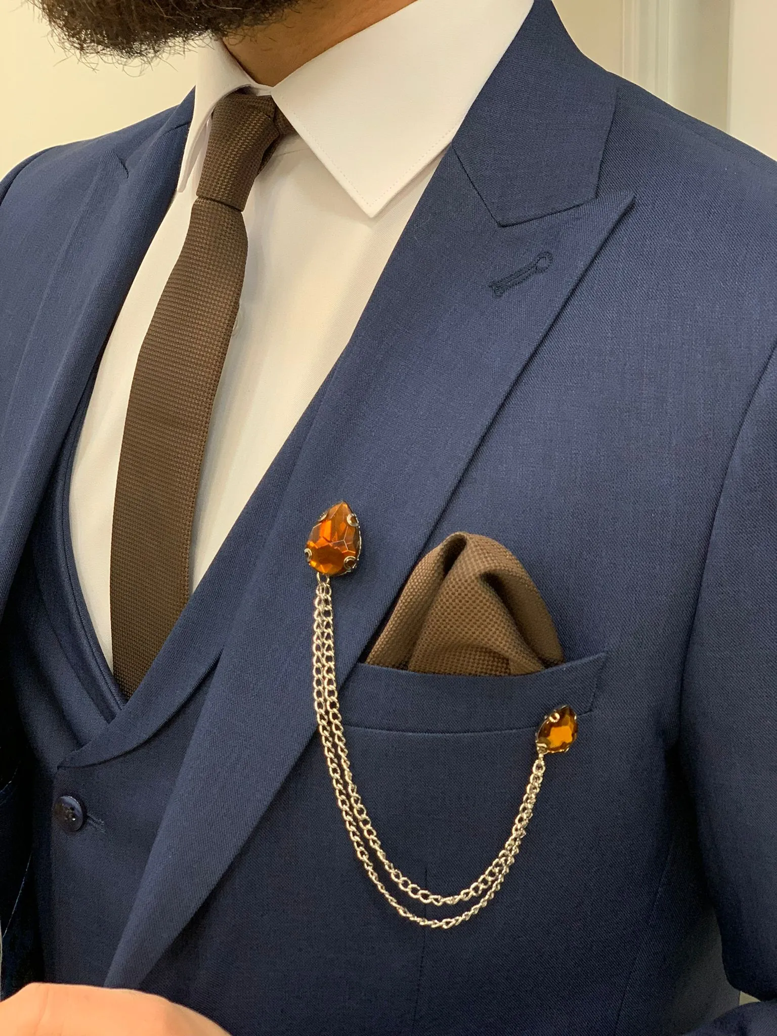 Stefano Navy Blue Slim Fit Suit - A Versatile Three-Piece Ensemble
