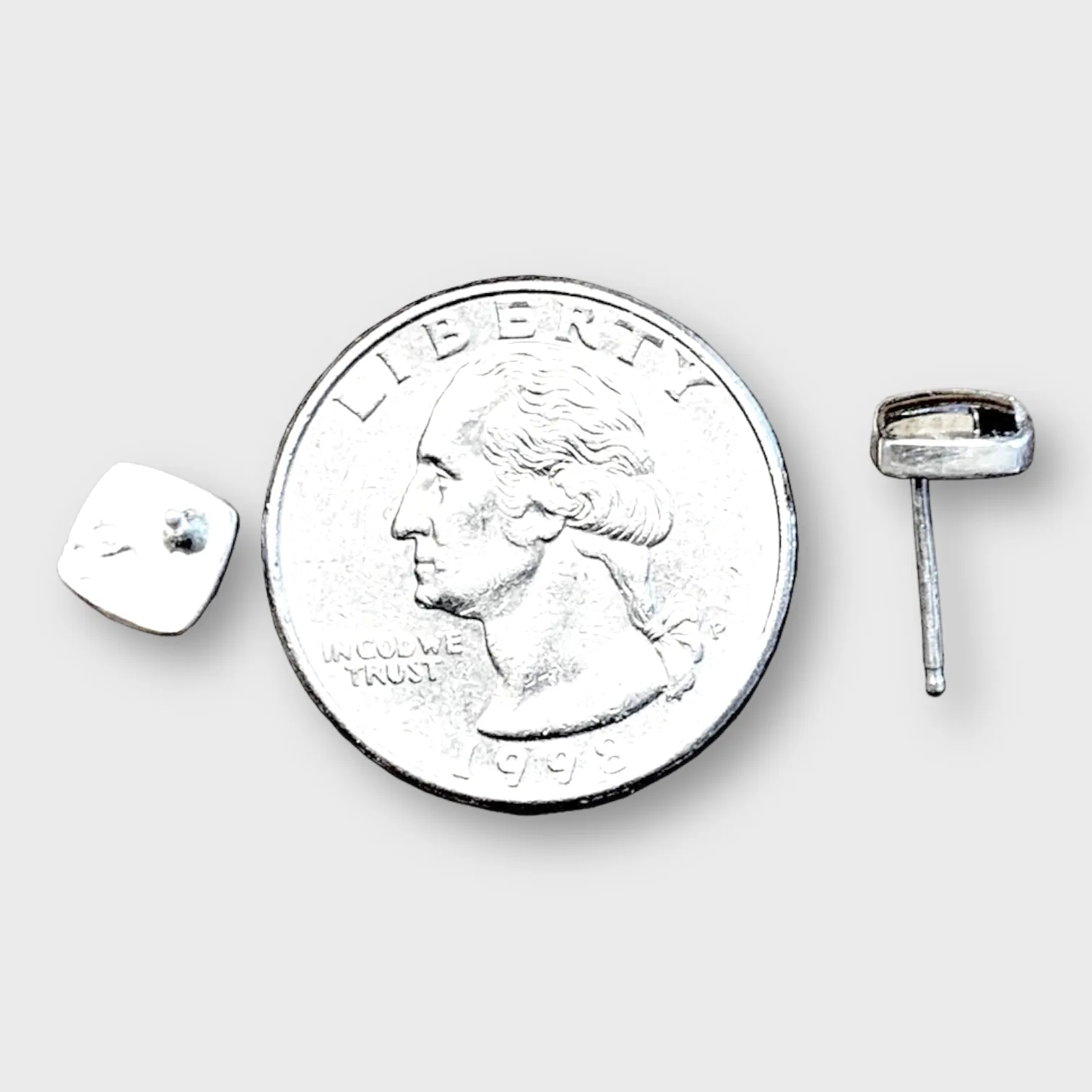 Sterling Silver Handmade Inlay Stones With opal Small Square Stud Earrings