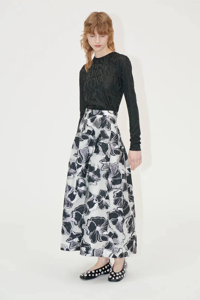 Stine Goya Voluminous Midi Skirt - Anemone Jacquard