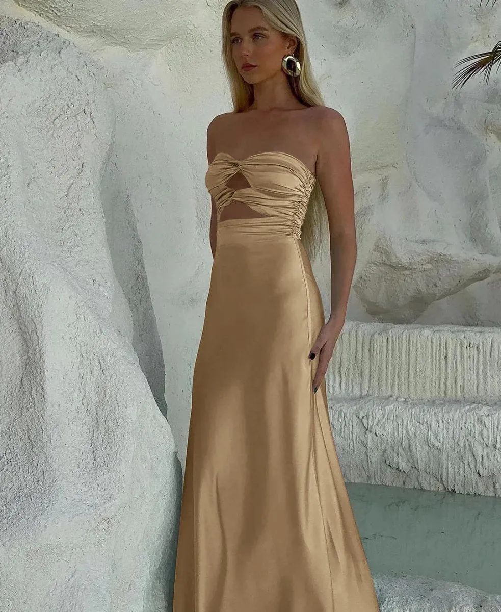 Strapless Sheath Long Prom Dresses
