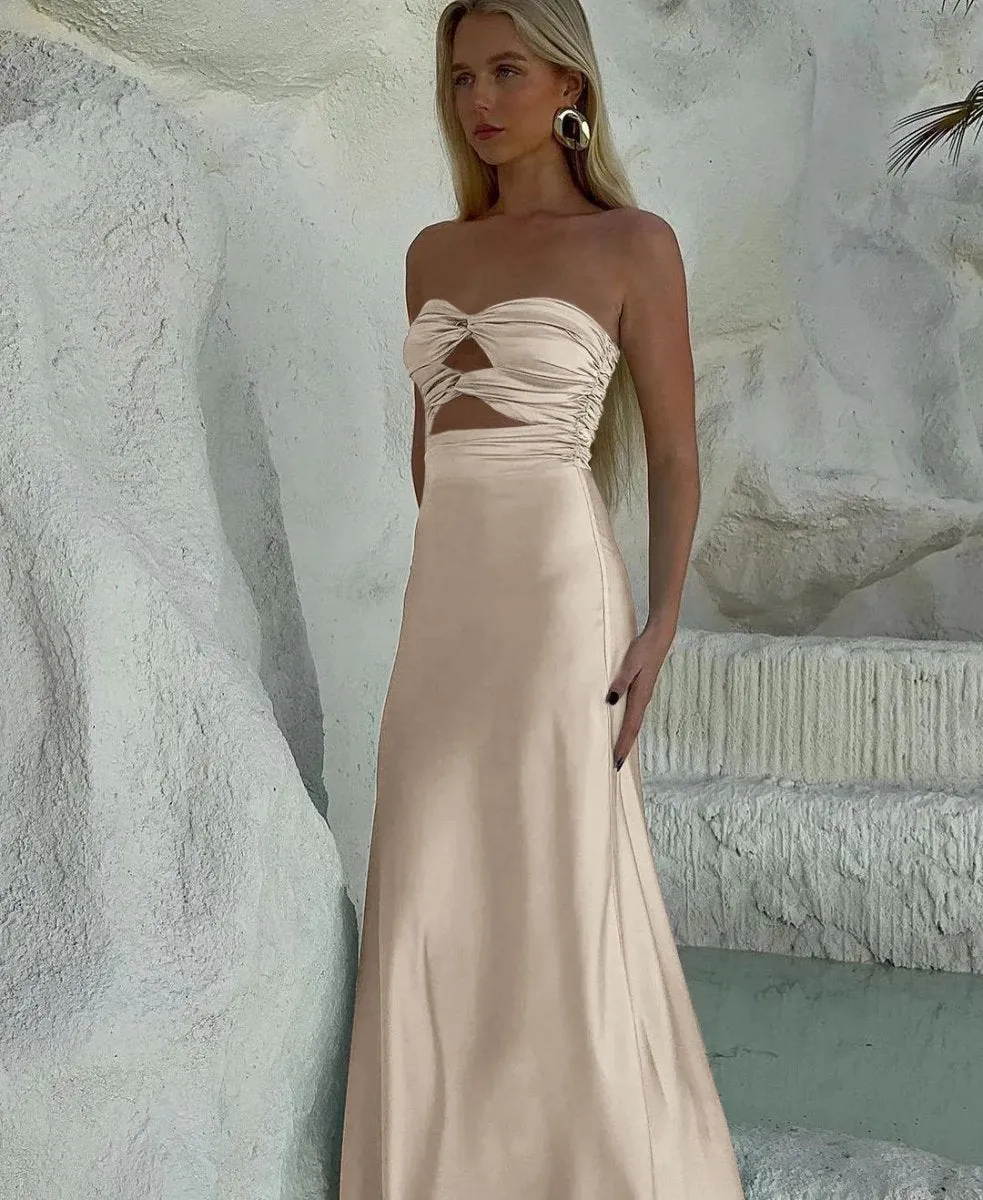 Strapless Sheath Long Prom Dresses