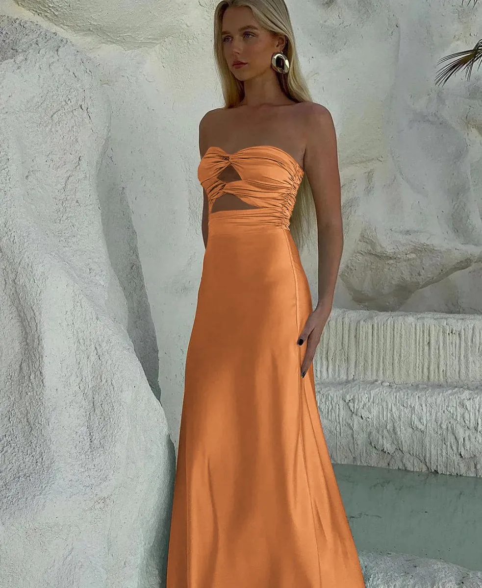 Strapless Sheath Long Prom Dresses