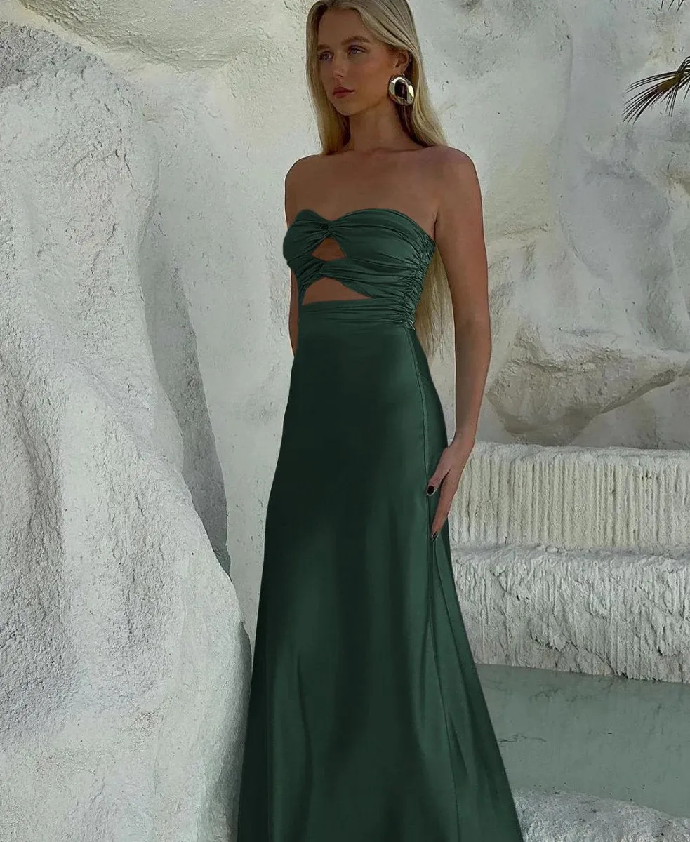 Strapless Sheath Long Prom Dresses