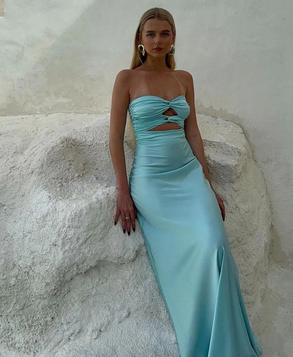 Strapless Sheath Long Prom Dresses