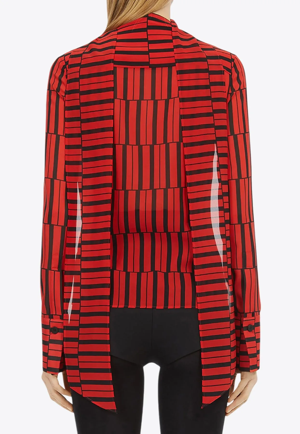 Stripe Print Long-Sleeved Blouse
