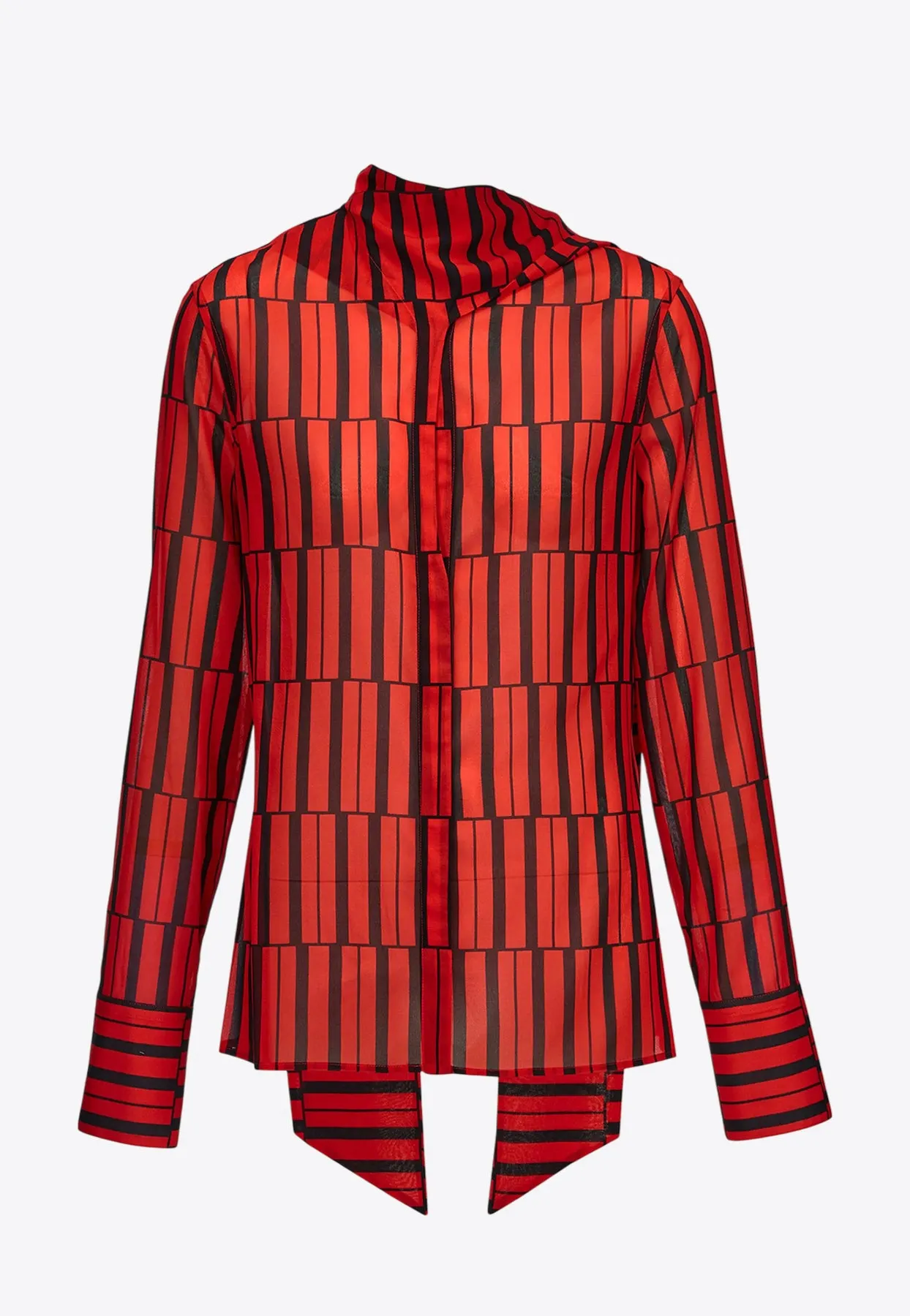 Stripe Print Long-Sleeved Blouse