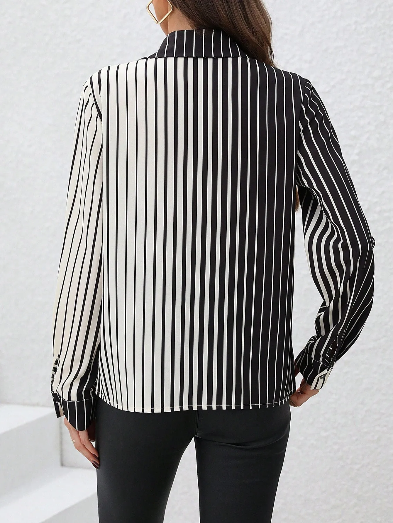 Striped Button-front Long Sleeve Shirt