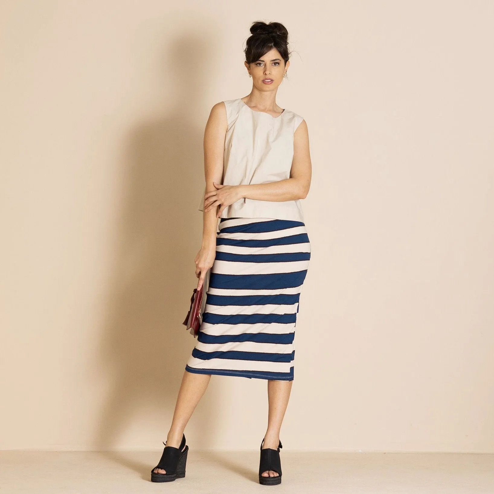 stripes pencil skirt