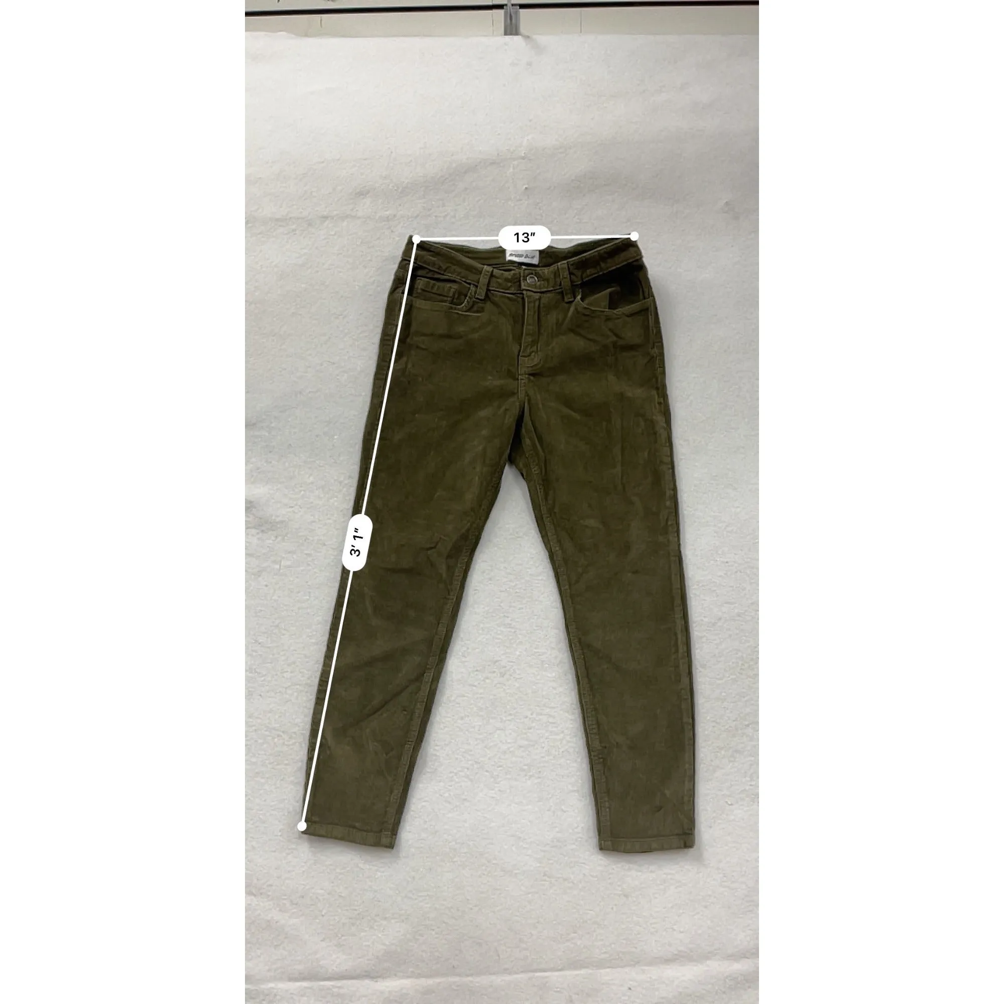Studio Blue Womens Olive Green Corduroy Pants Size 29 Cotton Blend Stretch Slim Fit #6856